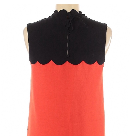 New Victoria Beckham coral/black scalloped dress with ruffle bottom - Picture 5 of 15